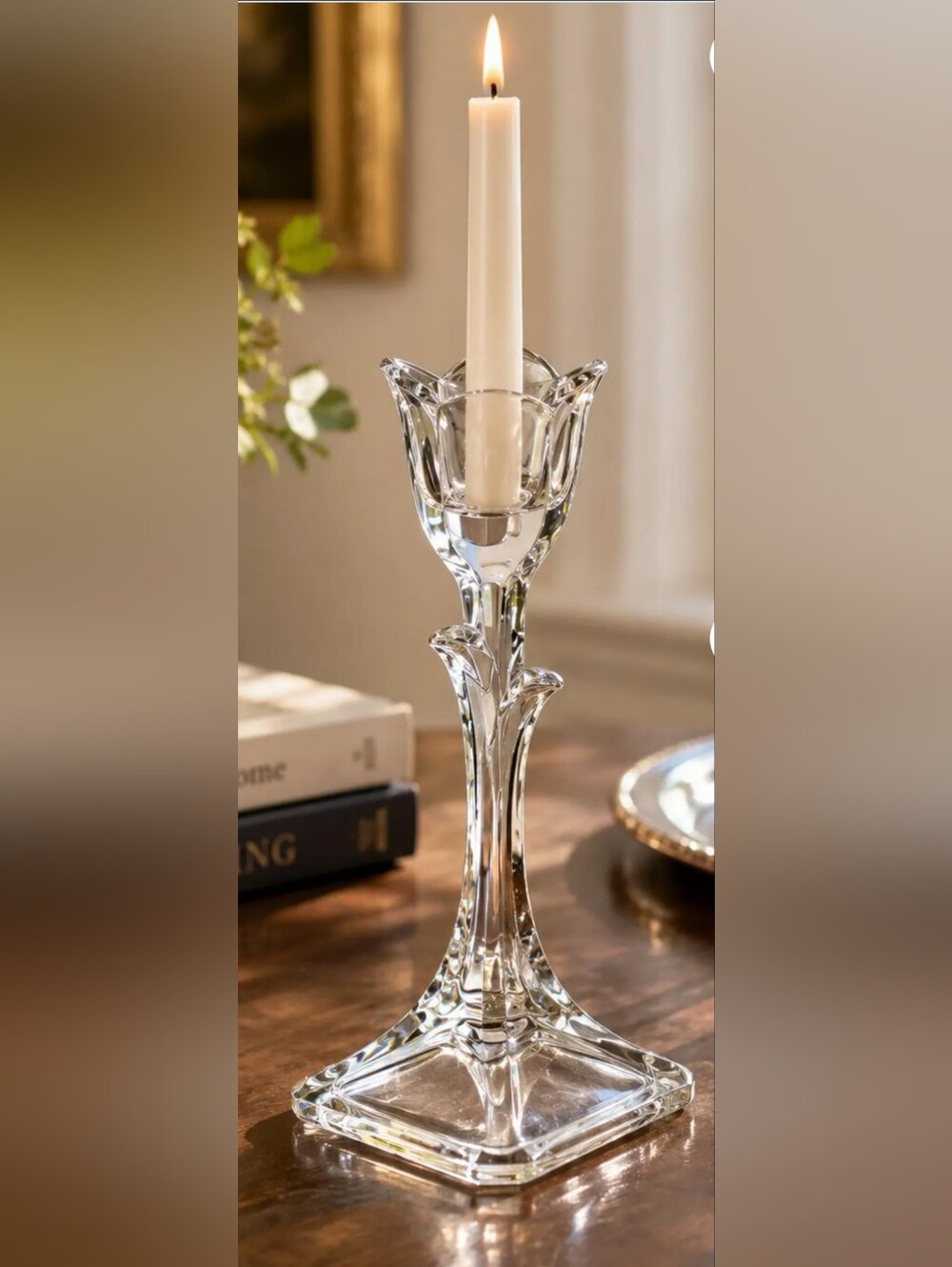 Candlestick Tuscany Vintage Tulip 24% Lead Cristal 8" Good Condition